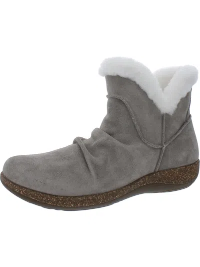 Aetrex Remi Womens Faux Suede Round Toe Ankle Boots In Grey
