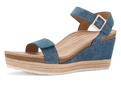 Aetrex Sydney Adjustable Wedge Sandals In Blue