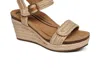 Aetrex Sydney Quarter Strap Espadrille Wedge Sandal In Natural In Beige