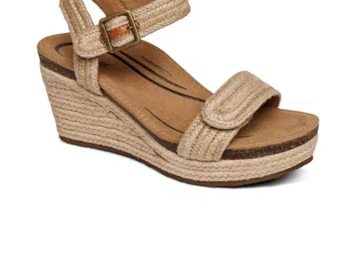Aetrex Sydney Quarter Strap Espadrille Wedge Sandal In Natural In Beige