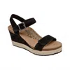 Aetrex Sydney Quarter Strap Wedge Sandal In Black Suede In Black
