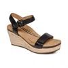 Aetrex Sydney Wedge Espadrille Sandal In Black