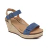 Aetrex Sydney Quarter Strap Espadrille Wedge In Blue In Blue