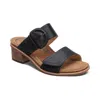 Aetrex Claire Quarter Strap Sandal In Black In Black