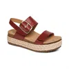 Aetrex Vania Arch Support Platform Sandal In Red In Beige