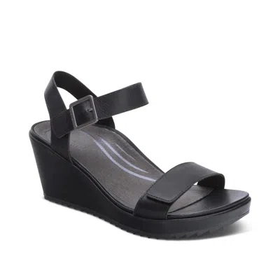 Aetrex Women's Andrea Wedge Sandal In Black