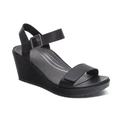 Aetrex Women's Andrea Wedge Sandal In Black