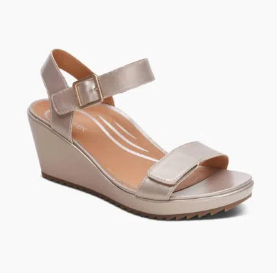 Aetrex Women's Andrea Wedge Sandal In Platinum In Silver