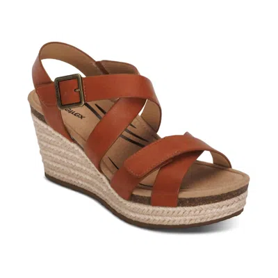 Aetrex Women's Anna Wedge Sandals In Cognac In Brown