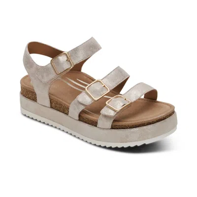 Aetrex Women's Aria Backstrap Sandals In Champagne In Neutral