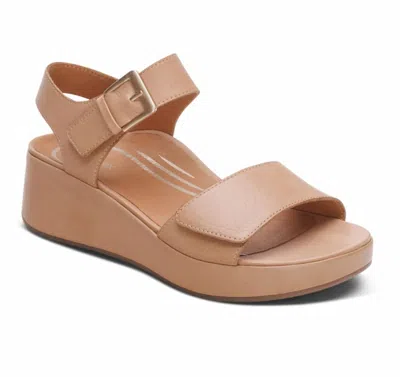 Aetrex Women's Ariel Adjustable Quarter Strap Wedge In Sand In Brown