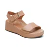Aetrex Women's Ariel Adjustable Quarter Strap Wedge In Sand In Brown