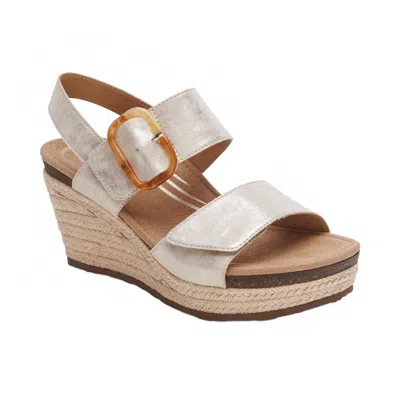 Aetrex Women Ashley Wedge Sandal In Champange In Metallic