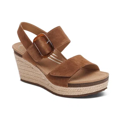 Aetrex Women Ashley Wedge Sandal In Scotch In Multi