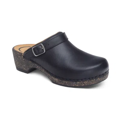 Aetrex Women's Beckie Cork Clog With Convertible Sling Back In Black