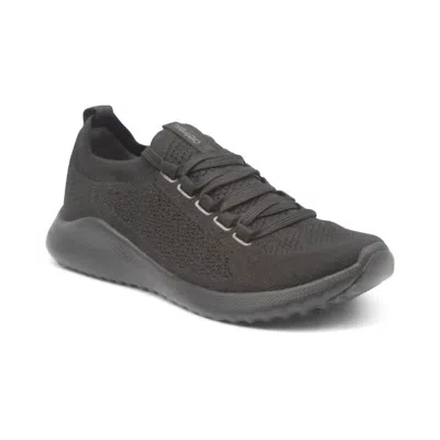 Aetrex Women's Carly Slip On Sneaker In Black/black In Green