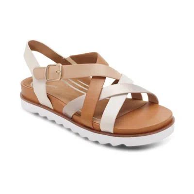 Aetrex Women's Carmen Low Platform Strap Sandal In Champagne Multi