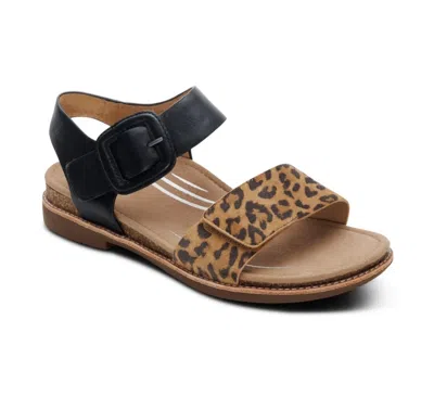 Aetrex Women's Claire Adjustable Sandal In Leopard In Multi