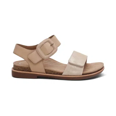 Aetrex Women's Claire Quarter Strap Sandal In Champagne In White