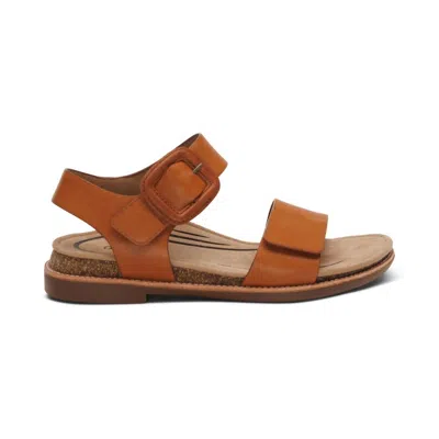 Aetrex Women's Claire Quarter Strap Sandal In Cognac In Pattern
