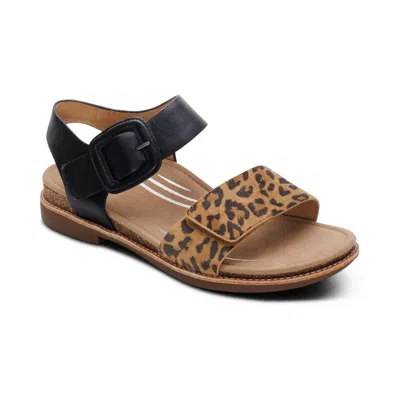 Aetrex Women's Claire Sandal In Black/leopard In Multi