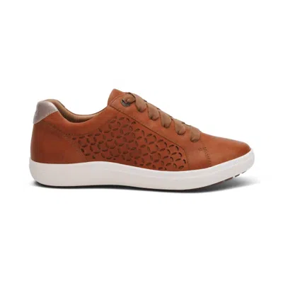 Aetrex Women Courtney Lace-up Sneakers In Cognac In Green
