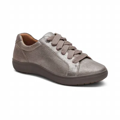 Aetrex Women's Courtney Lace-up Sneaker In Brushed Silver