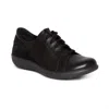 Aetrex Women's Dana Lace Up Oxford Casual Sneaker In Black In Black