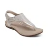 Aetrex Ellie Adjustable Quarter Strap Sandal In Grey In Gray