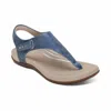 Aetrex Women's Ellie Adjustable Quarter Strap Thong Sandal In Navy In Blue
