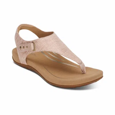 Aetrex Women Ellie Adjustable Quarter Strap Sandal In Blush In Neutral