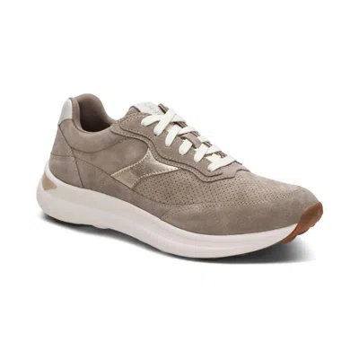 Aetrex Women Emily Lace Up Sneakers In Taupe In Gray