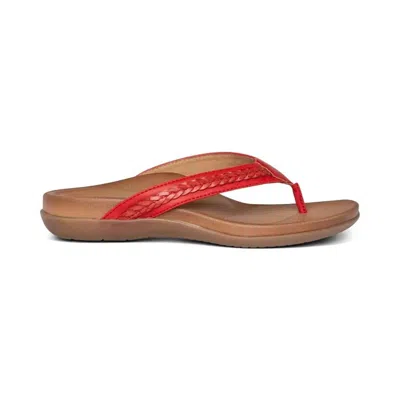 Aetrex Women's Emmy Braided Thong Sandals In Red