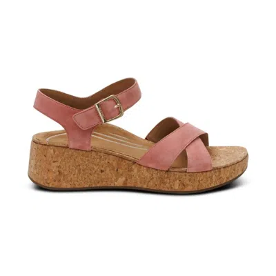 Aetrex Women's Flora Adjustable Quarter Strap Wedge In Rose In Multi
