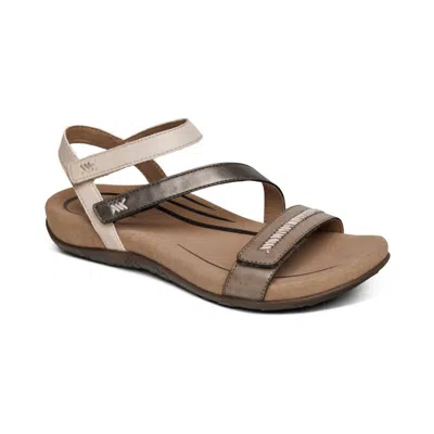 Aetrex Women's Gabby Quarter Strap Sandal In Stone Multi