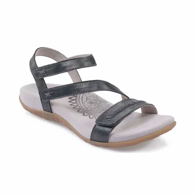 Aetrex Women's Gabby Sandal In Solid Pewter In Black