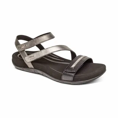 Aetrex Women Gaby Sandal In Black In Gray