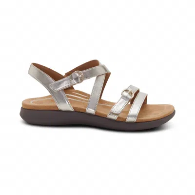 Aetrex Women's Hadley Adjustable Quarter Strap Sandal In Champagne In Gray