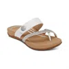 Aetrex Women's Izzy Adjustable Slide Sandal In White Sparkle