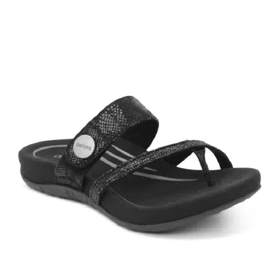 Aetrex Women's Izzy Sparkle Sandal In Black