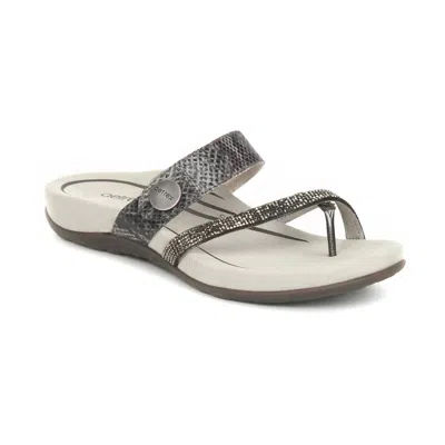 Aetrex Women's Izzy Sparkle Slide Sandal In Pewter Sparkle In Animal Print