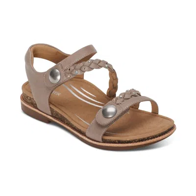 Aetrex Women's Jenn Quarter Strap Sandal In Taupe In Gray