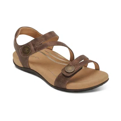 Aetrex Women's Jess Adjustable Quarter Strap Sandal In Bronze In Brown