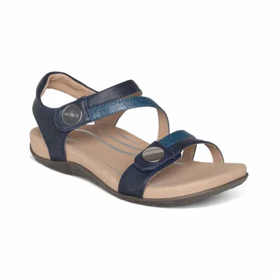 Aetrex Women's Jess Adjustable Quarter Strap Sandal In Navy In Multi