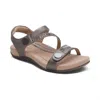 Aetrex Women's Jess Adjustable Quarter Strap Sandal In Pewter Sparkle