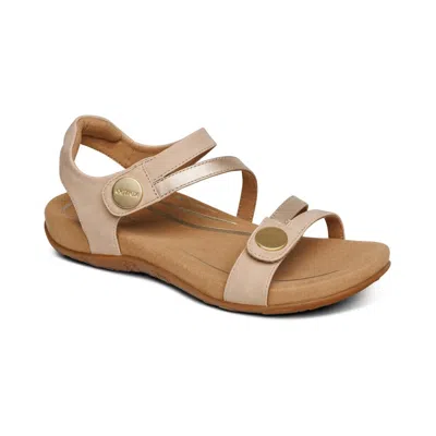 Aetrex Women's Jess Quarter Strap Sandal In Tan In Neutral