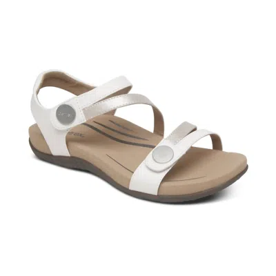 Aetrex Women's Jess Quarter Strap Sandal In White