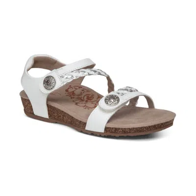 Aetrex Women's Jillian Braided Quarater Strap Sandals In White In Brown
