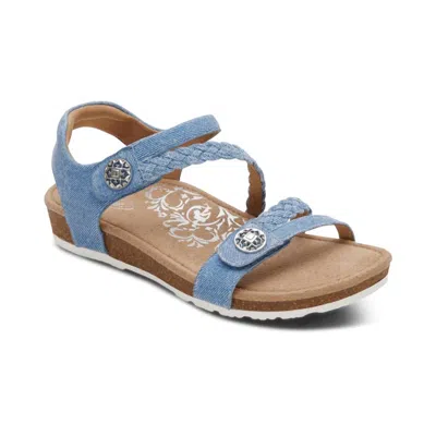 Aetrex Jillian Braided Quarter Strap Sandals In Blue