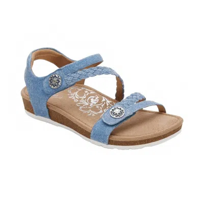 Aetrex Women's Jillian Braided Quarter Strap Sandals In Denim In Blue